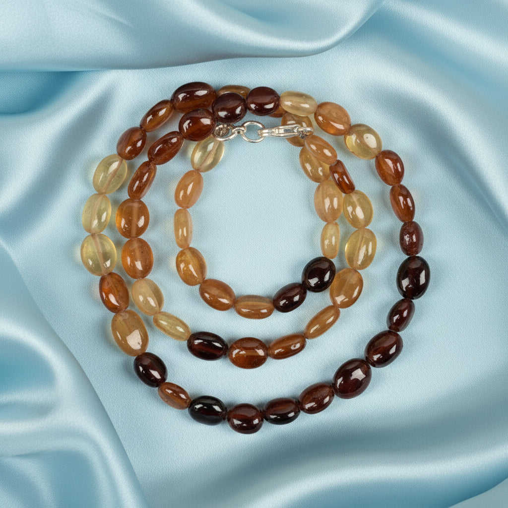 Multi Colour Gomed Flat Oval Beads Necklace