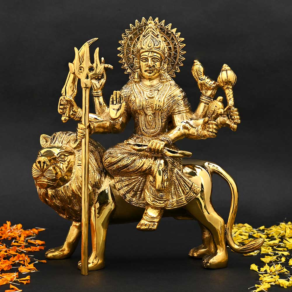 Maa Sherawali Durga Brass Statue