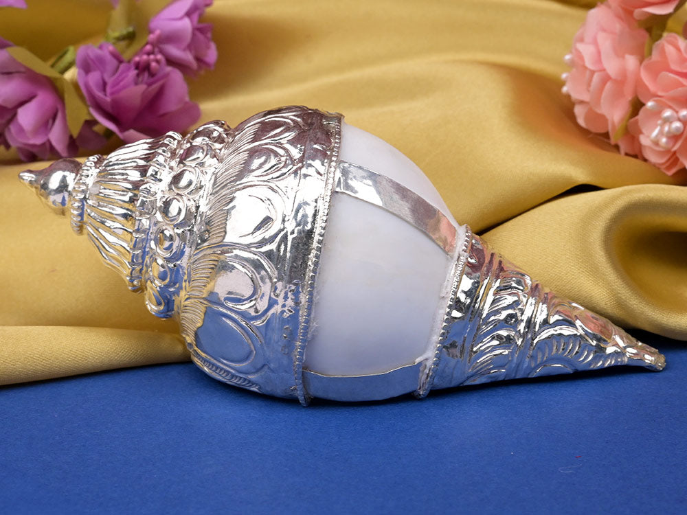 Vamavarti Shankh in 925 Sterling Silver Encasing-272 gms