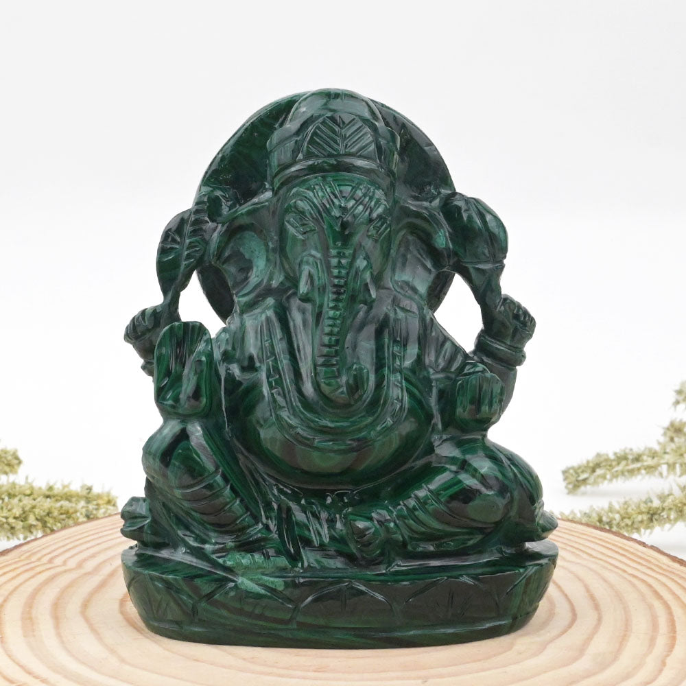 Malachite Ganesh Idol