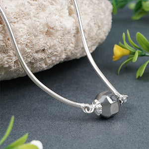 Ashtakon Parad Gutika Pendant with Silver Caps & Silver Snake Chain-10 mm