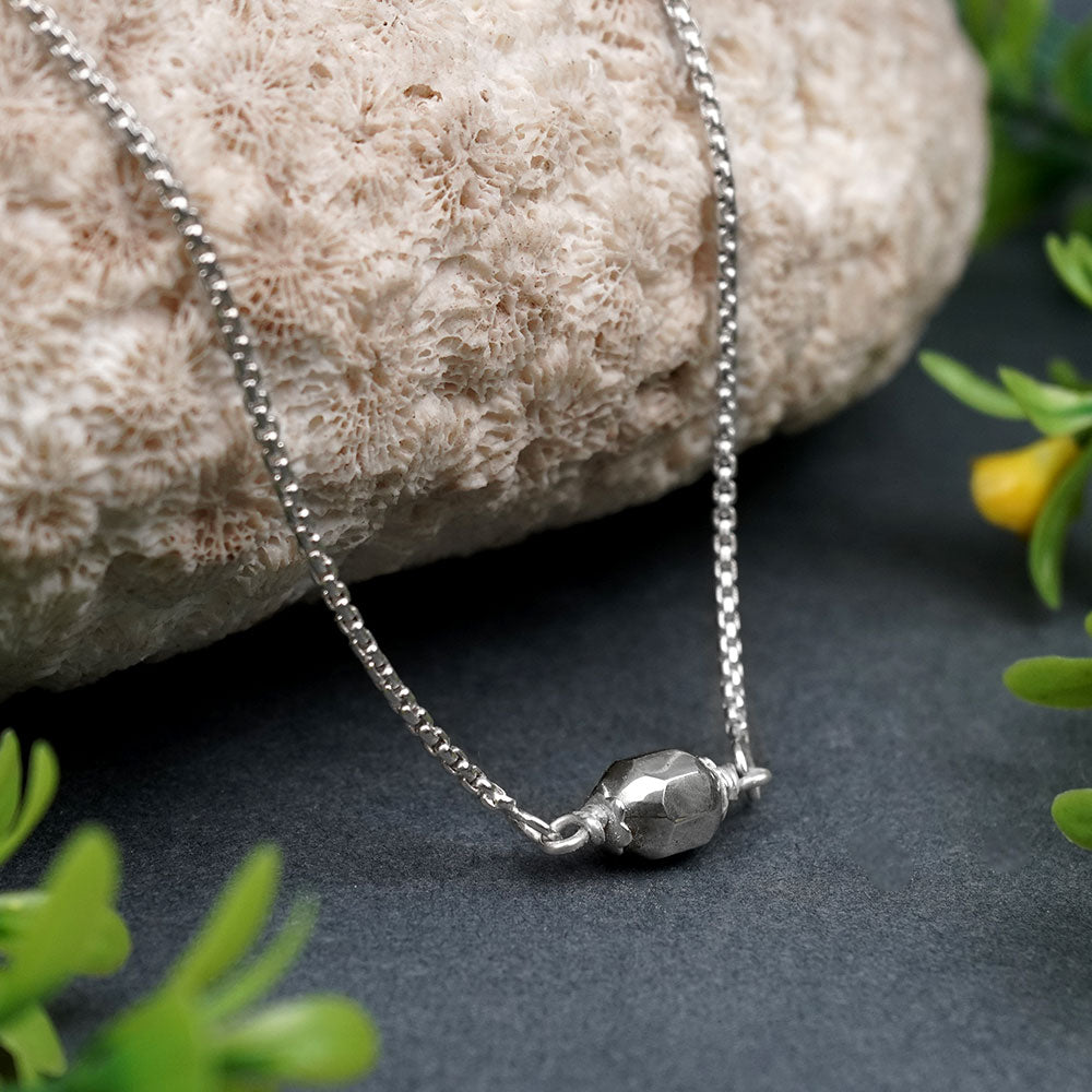 Ashtakon Parad Gutika Pendent with Silver Caps & Silver Box Chain-12 mm