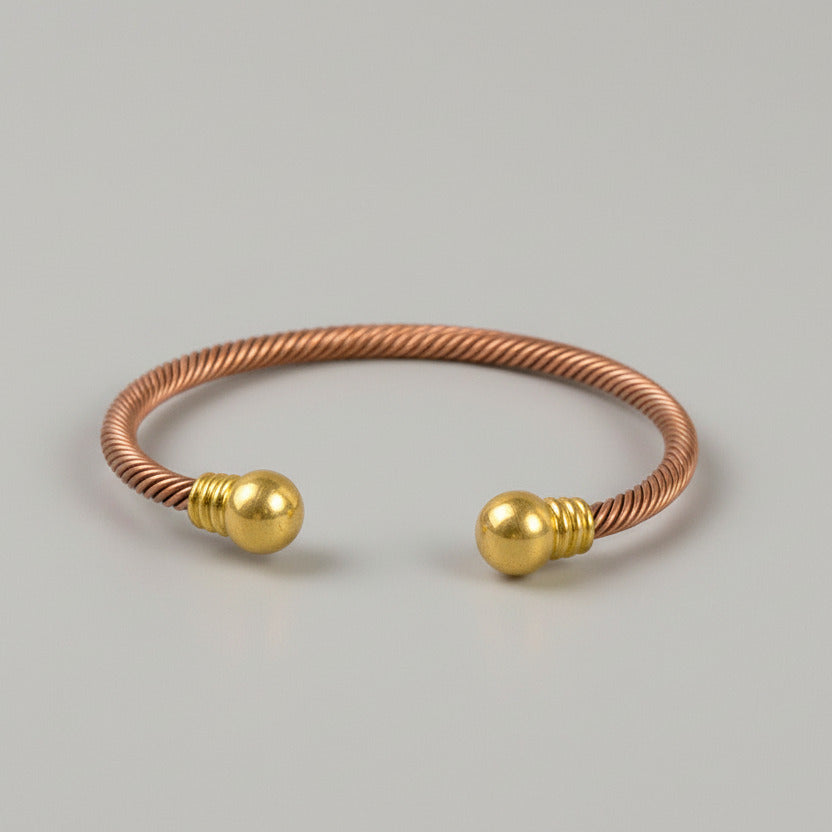 Twisted Copper Kada (Brass Knobs)
