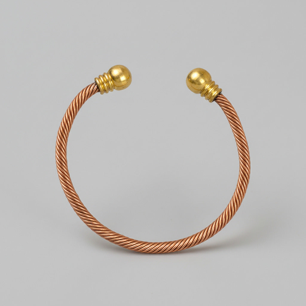 Twisted Copper Kada (Brass Knobs)