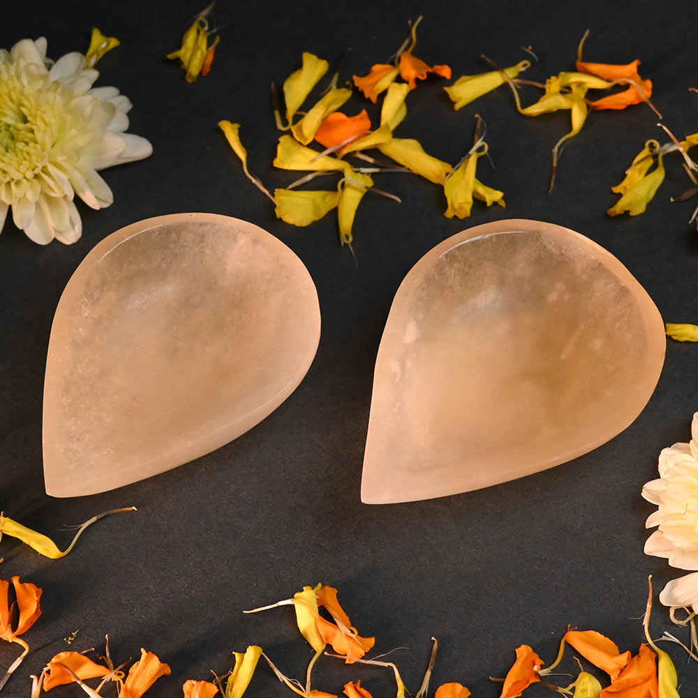 Yellow Aventurine Gemstone Diya (Set of 2)