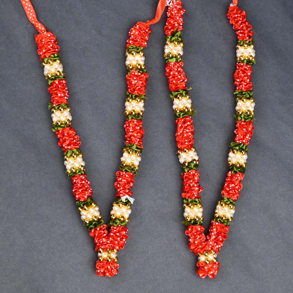 Faux Rose Pearls Deity Garland Set of 2