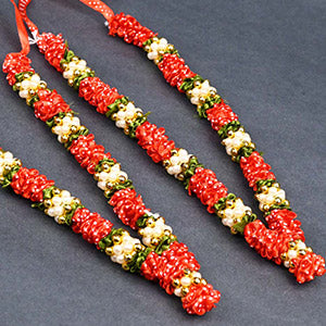 Faux Rose Pearls Deity Garland Set of 2