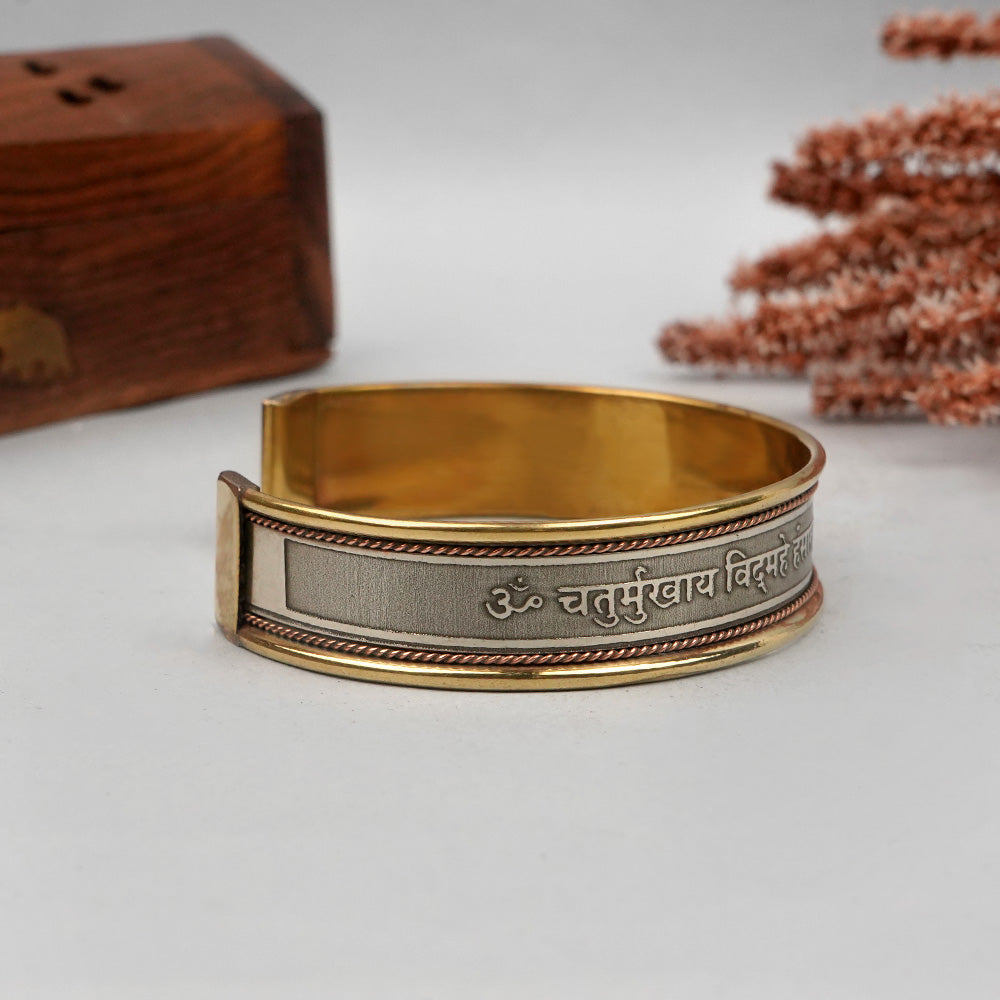 Brahma Gayatri Mantra Kada-Silver Finish