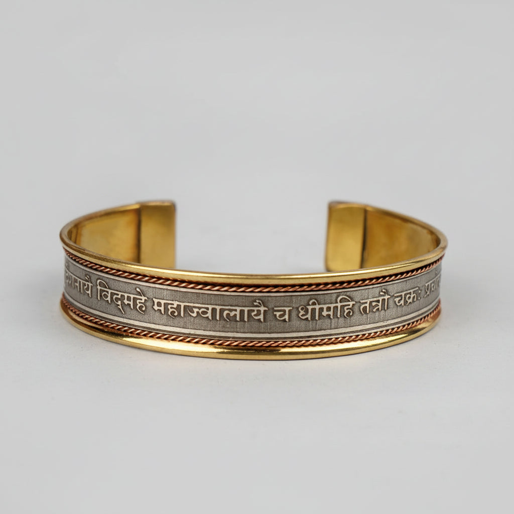 Sudarshan Gayatri Mantra Kada-Silver Finish