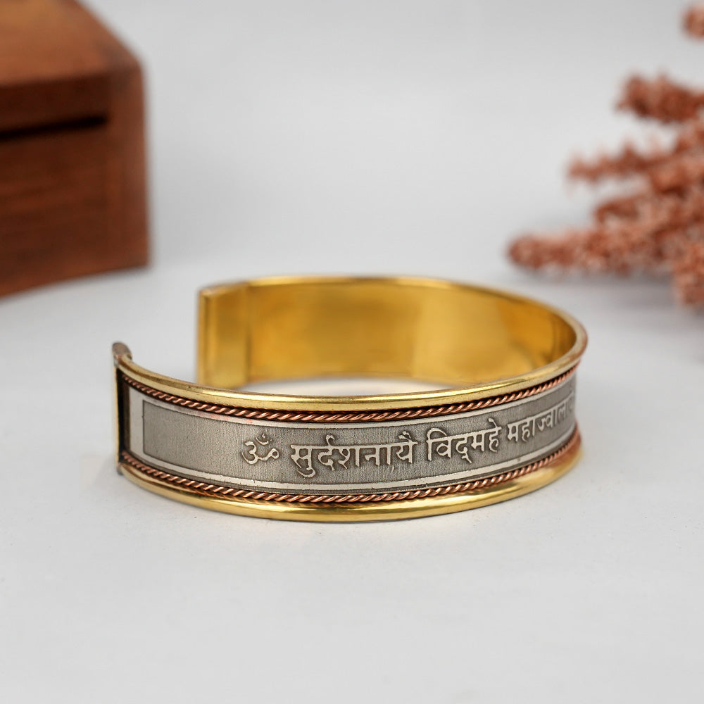 Sudarshan Gayatri Mantra Kada-Silver Finish