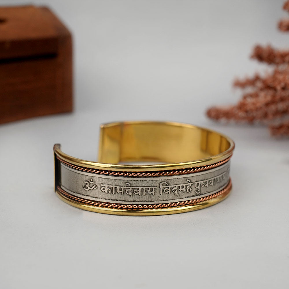Kamdev Gayatri Mantra Kada-Silver Finish