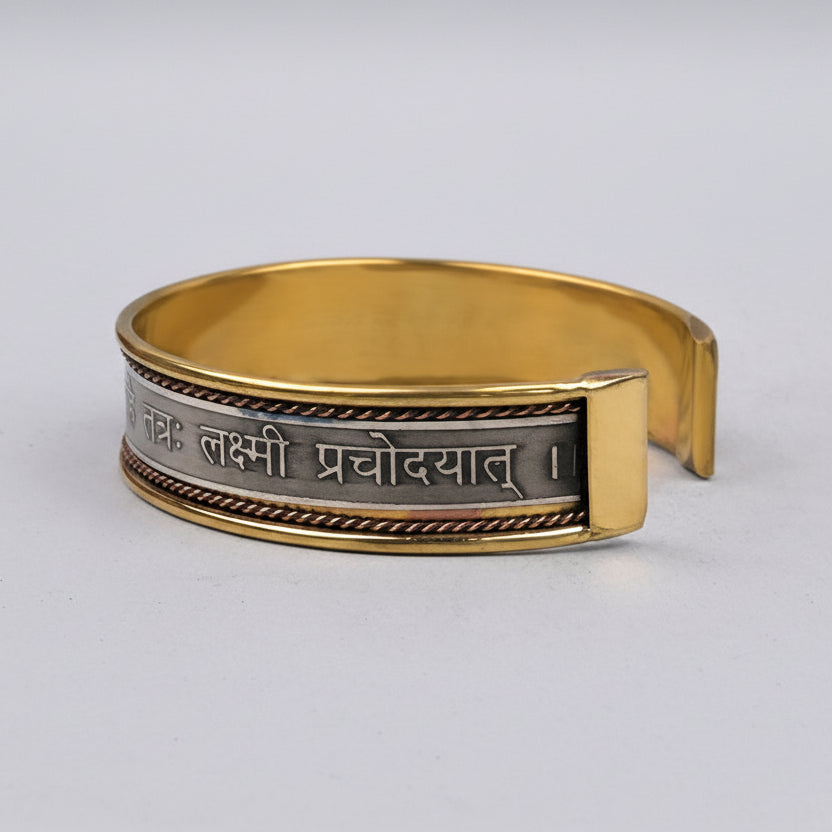 Laxmi Gayatri Mantra Kada-Silver Finish