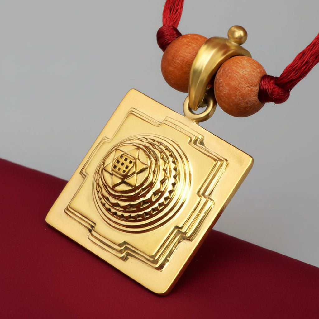 Kuber 3D Yantra Brass Pendant
