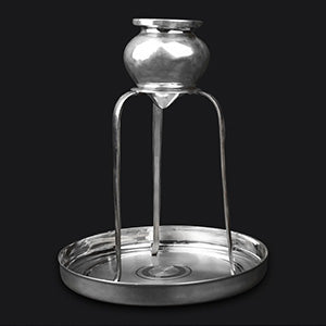 Abhishekam Tray With Tripod Stand In Pure Silver-Large