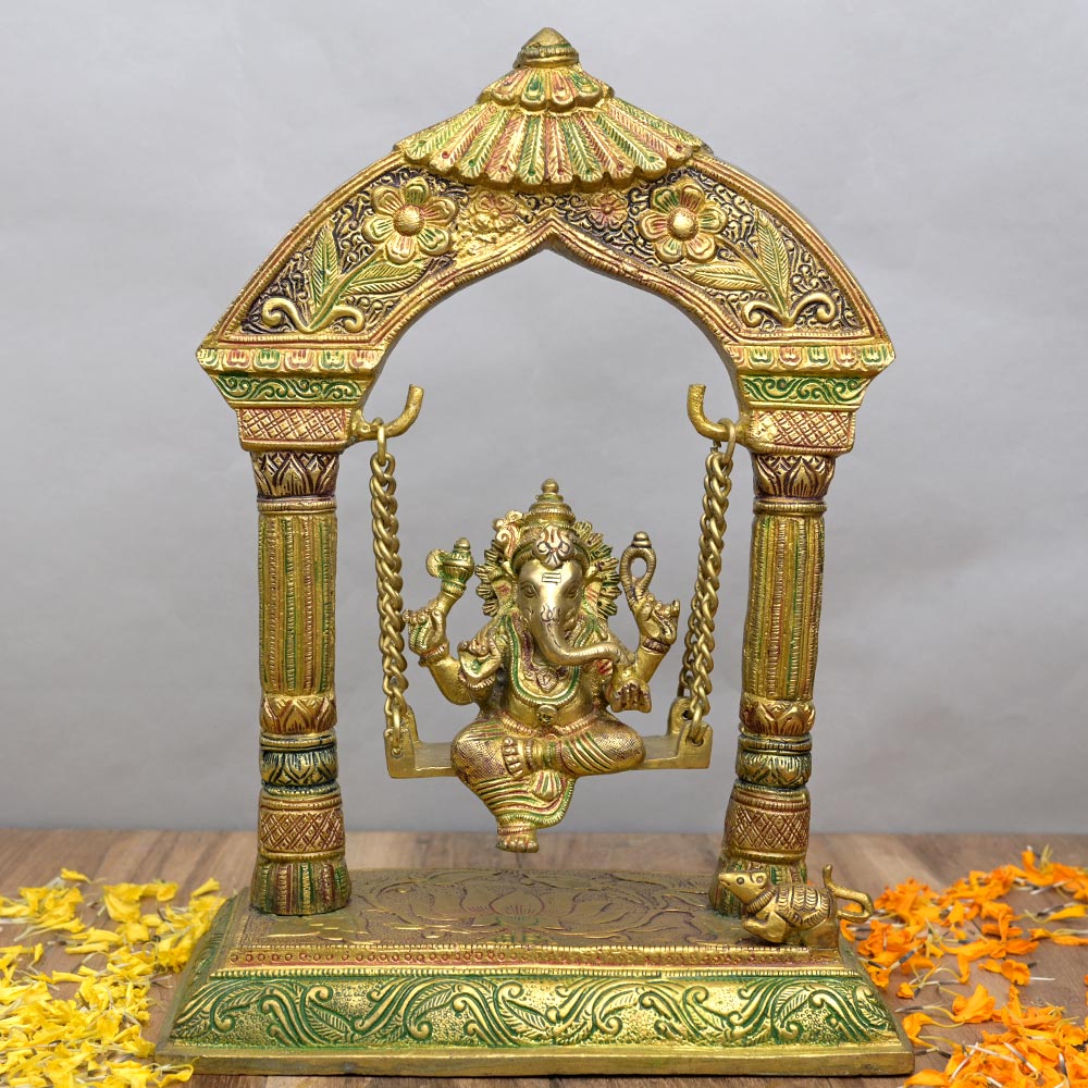Shree Ganesha on Swing Brass Idol