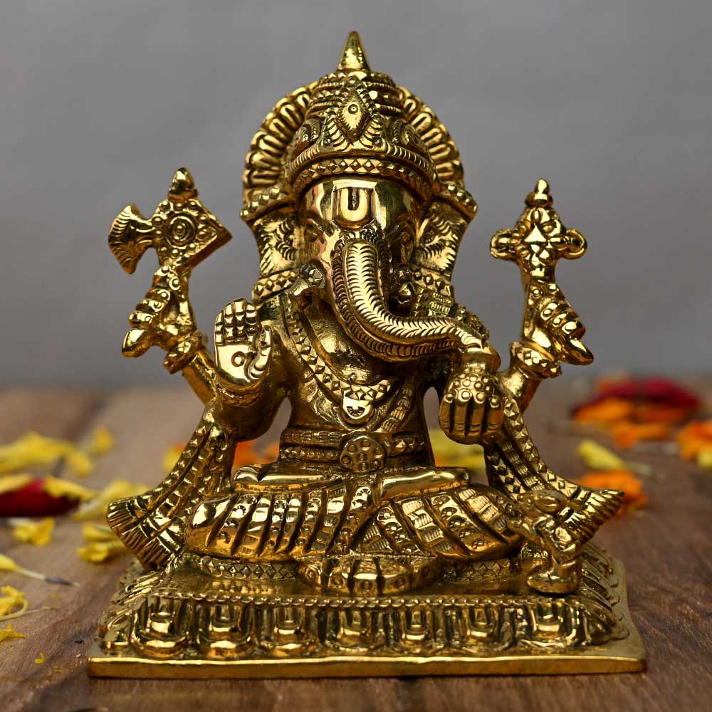 Vighnaharta Ganesh Brass Idol