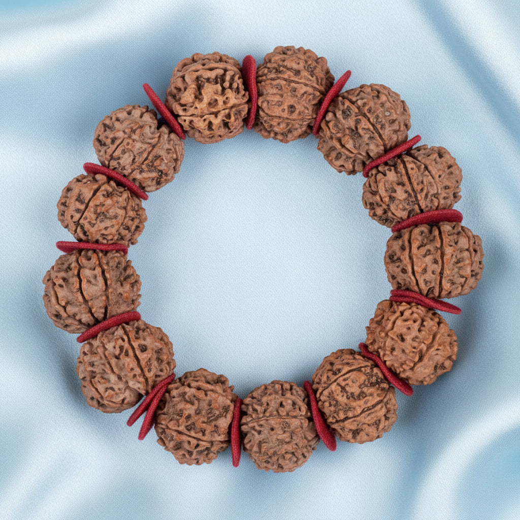 9 Mukhi Nepali Rudraksha Woolen Spacers Bracelet