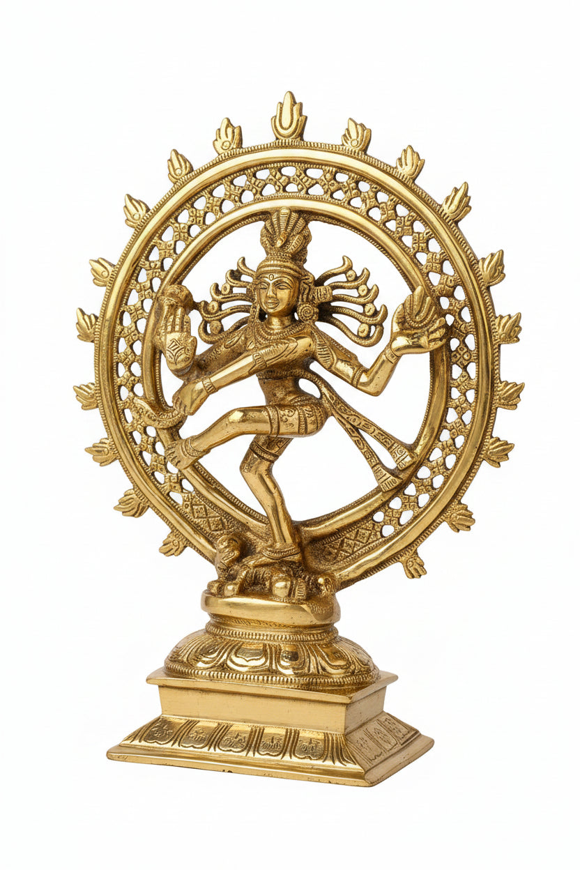Nataraja Brass Idol Large 11 Inch Dancing Shiva Murti for Home Temple