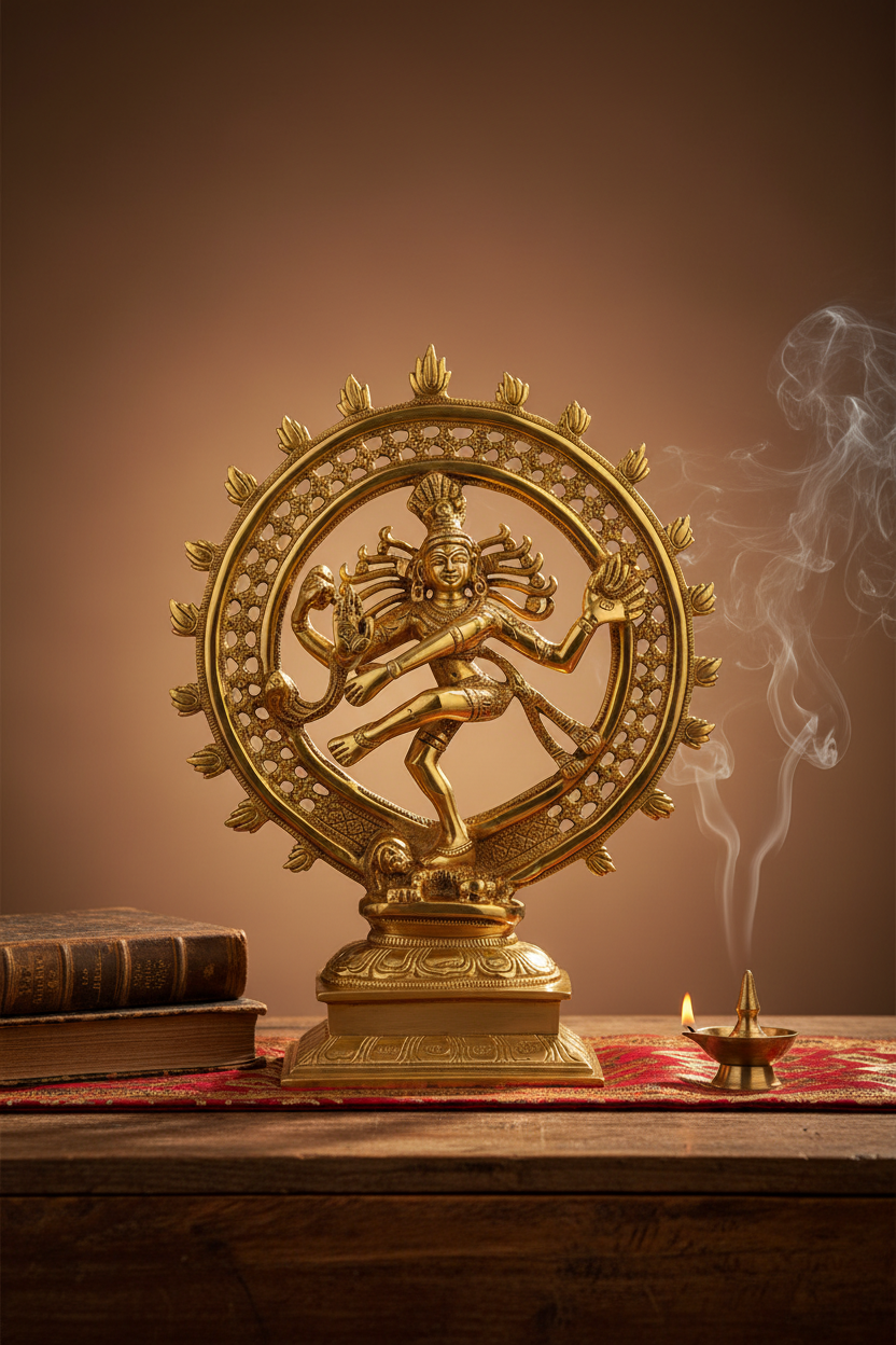 Nataraja Brass Idol Large 11 Inch Dancing Shiva Murti for Home Temple