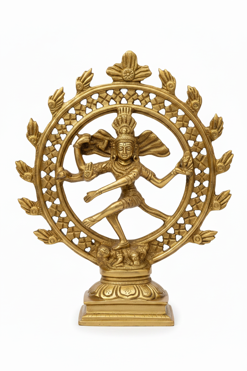 Natraj Brass Idol 5.9 Inch Handcrafted Pure Brass Nataraj Statue for Home Temple and Gifting - ManiMonk