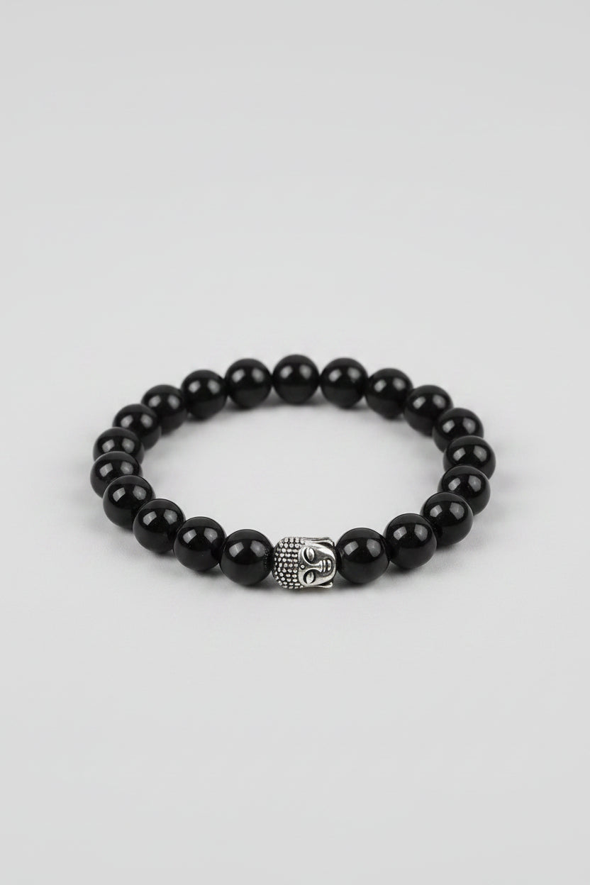 Natural Black Agate Buddha Bracelet Healing_Meditation GemstoneBracelet