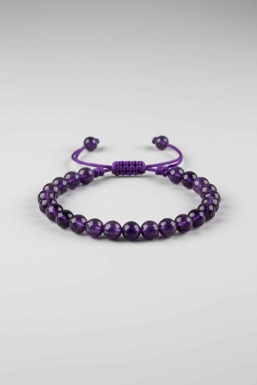 Natural Amethyst Bracelet (8 mm) | Healing & Meditation Gemstone Bracelet - ManiMonk