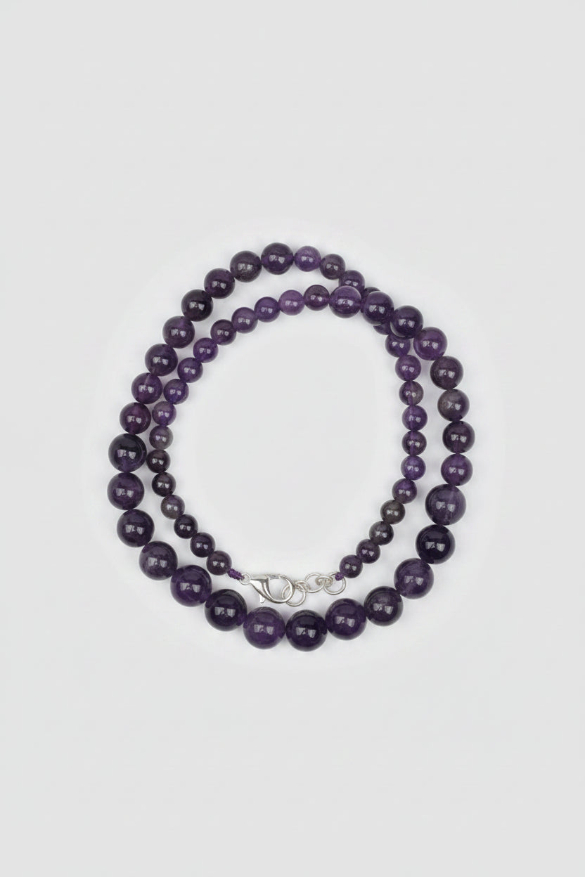 Natural Amethyst Round Beads Necklace Gemstone - ManiMonk