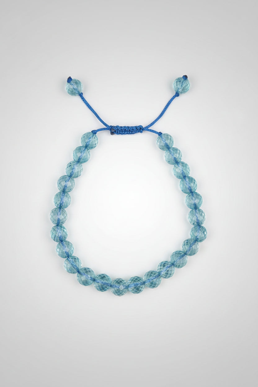 Natural Aquamarine Faceted Beads Bracelet | 8mm Gemstone Bracelet for Healing & Positive Energy - ManiMonk