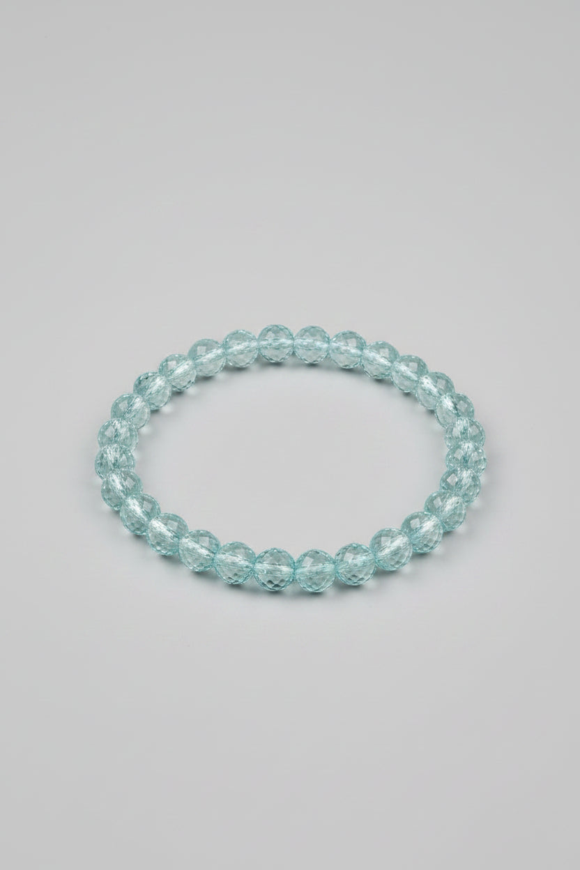 Natural Aquamarine Faceted Beads Bracelet – 8mm Healing Gemstone Bracelet - ManiMonk