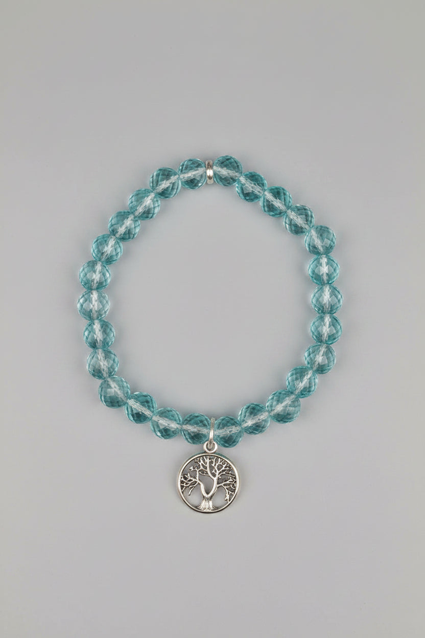 Natural Aquamarine Tree of Life Gemstone Bracelet | Healing & Positive Energy Trinklet - ManiMonk
