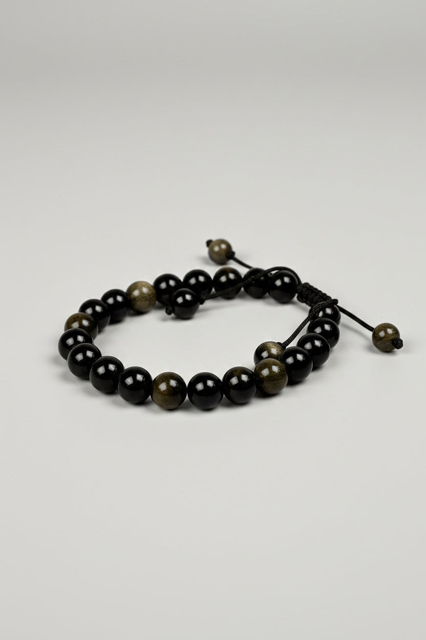 Natural Black Obsidian Adjustable Bracelet | Healing & Meditation Gemstone Bracelet - ManiMonk
