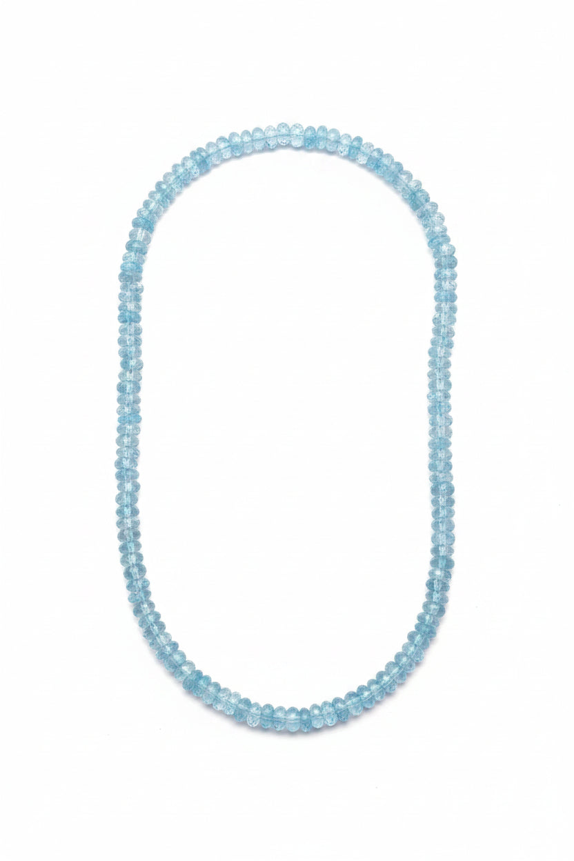 Natural Blue Topaz Faceted Button Shape Beads Necklace Gemstone - ManiMonk