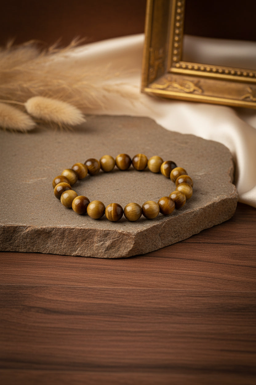 Natural Brown Cat's Eye Bracelet – 10mm Gemstone Bracelet for Healing, Meditation & Positive Energy mani monk