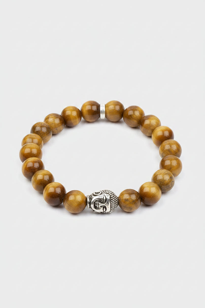 Natural Brown Cat's Eye Buddha Charm Bracelet | 8mm Gemstone Bracelet for Healing & Meditation - ManiMonk