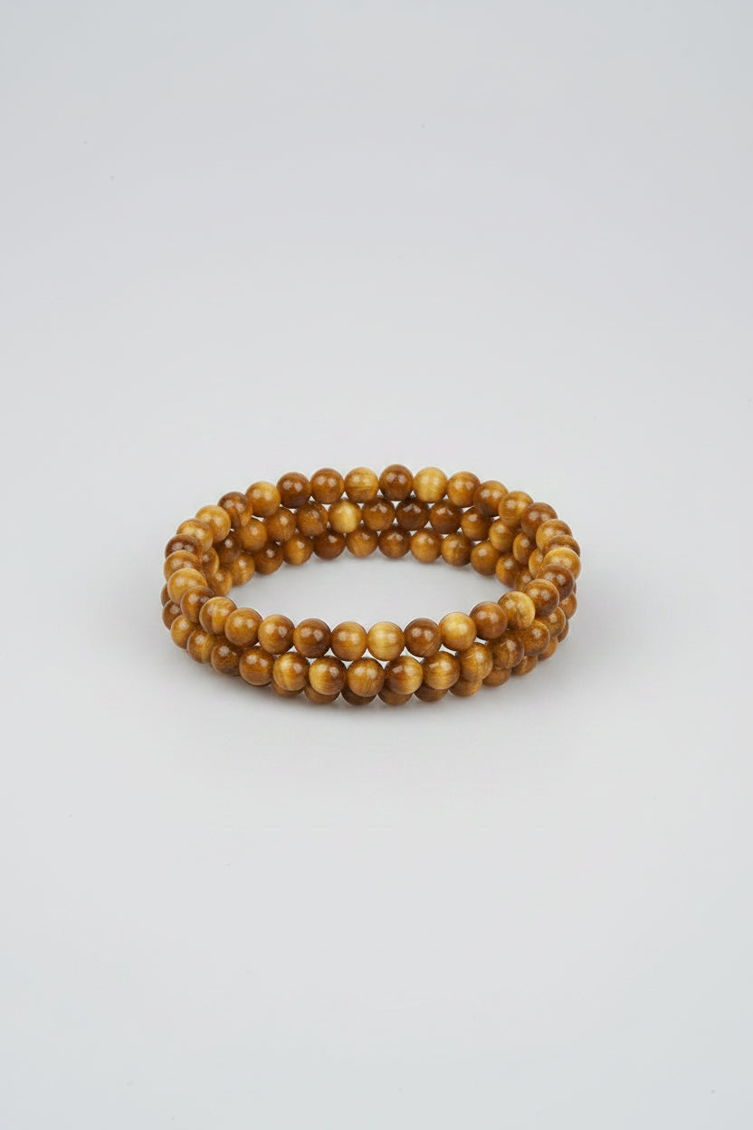 Natural Brown Cat's Eye Gemstone Bracelet – 8mm Spiral Stack | Healing & Meditation - ManiMonk