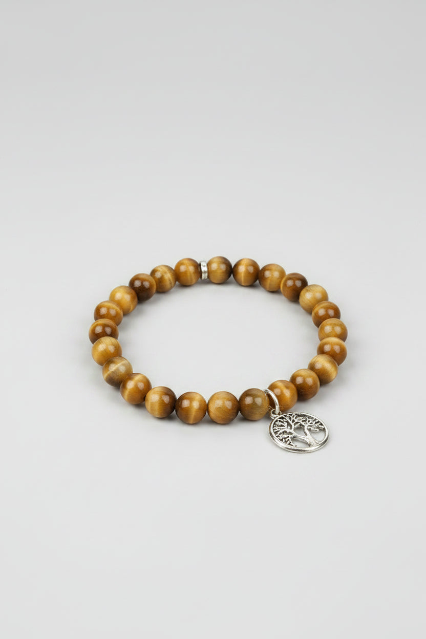 Natural Brown Cat's Eye Tree of Life Bracelet | 10mm Gemstone Bracelet - ManiMonk