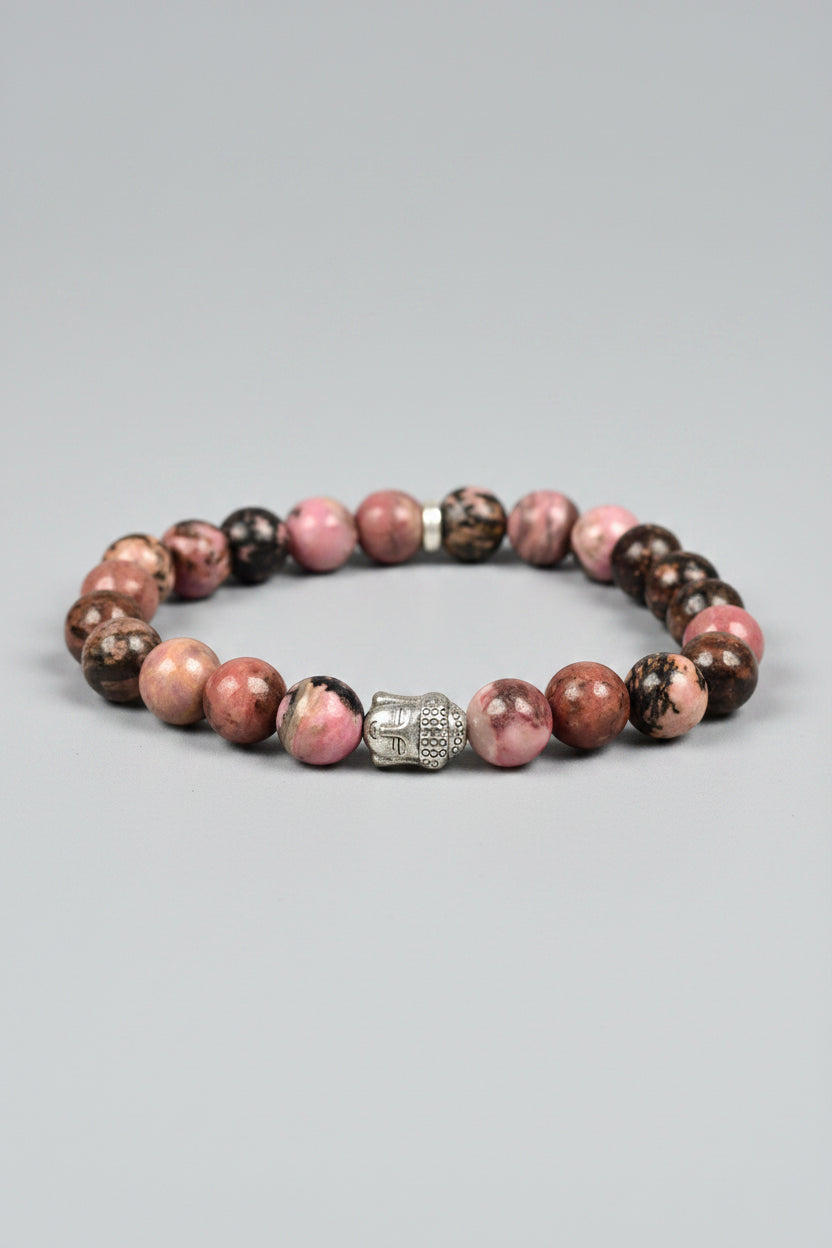 Natural Dark Pink Opal Buddha Charm Bracelet | Gemstone Bracelet for Healing & Meditation - ManiMonk
