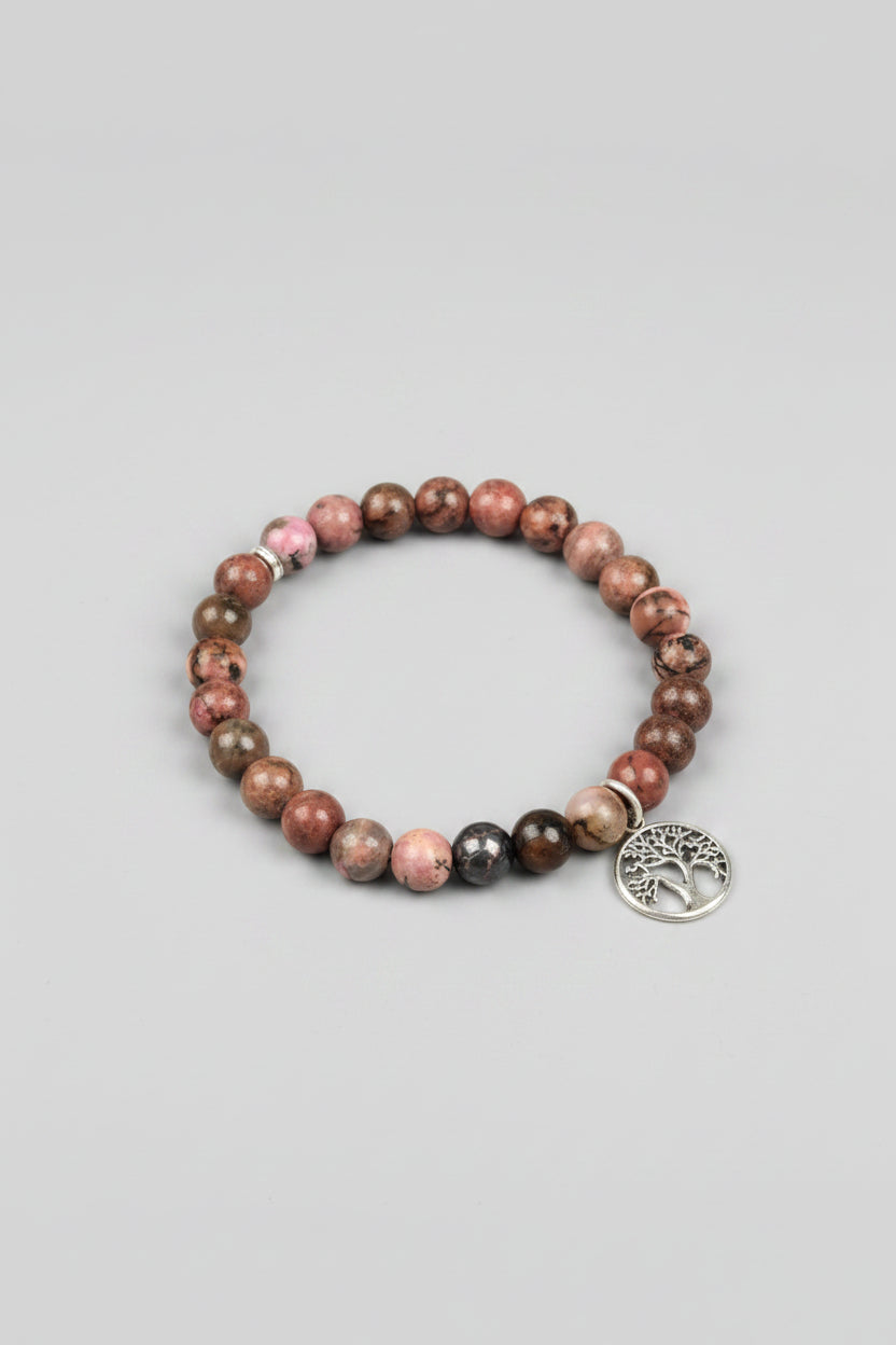 Natural Dark Pink Opal Tree of Life Bracelet | Healing & Meditation Gemstone Bracelet - ManiMonk