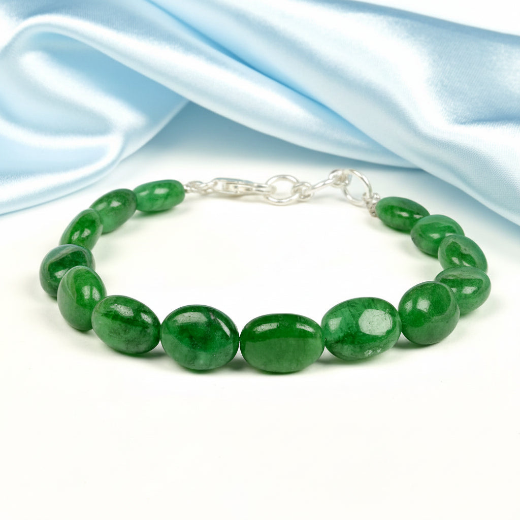 Natural Emerald Oval Beads Bracelet - 76 Carat