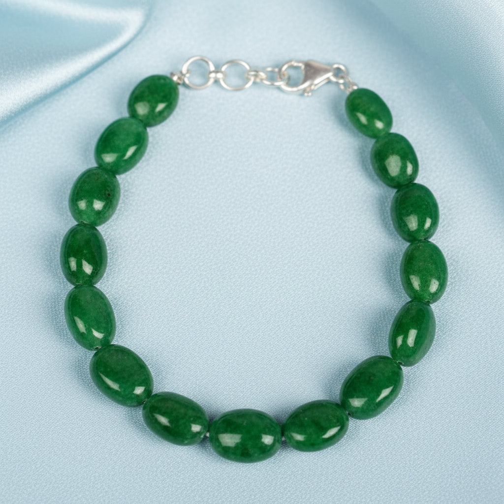 Natural Emerald Oval Beads Bracelet - 96 Carat