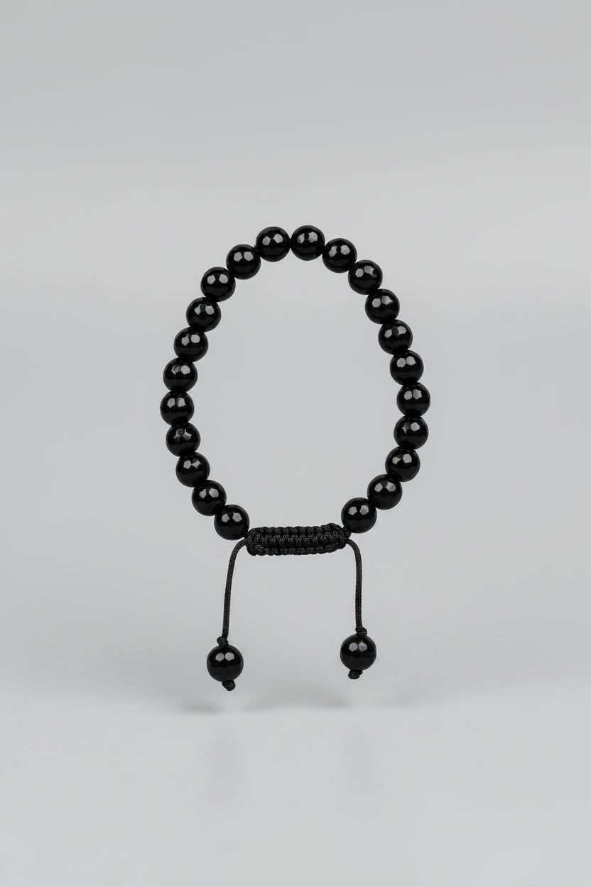 Natural Faceted Black Jade Adjustable Bracelet | Healing & Meditation Gemstone Bracelet - ManiMonk