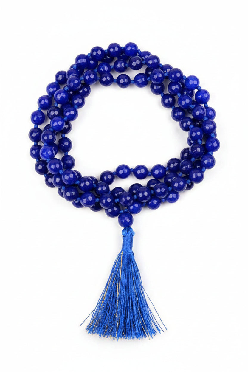Natural Faceted Blue Onyx Mala | Calm & Communication - ManiMonk