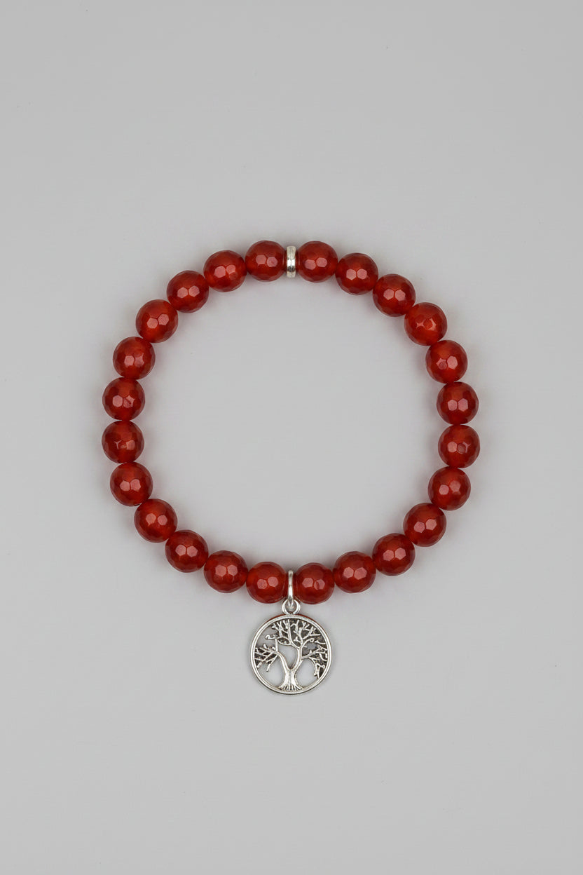 Natural Faceted Red Carnelian Tree of Life Bracelet | 8mm Healing Gemstone Bracelet - ManiMonk