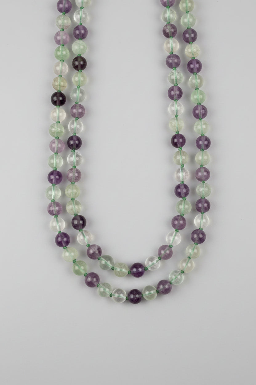 Natural Fluorite Round Gemstone Mala