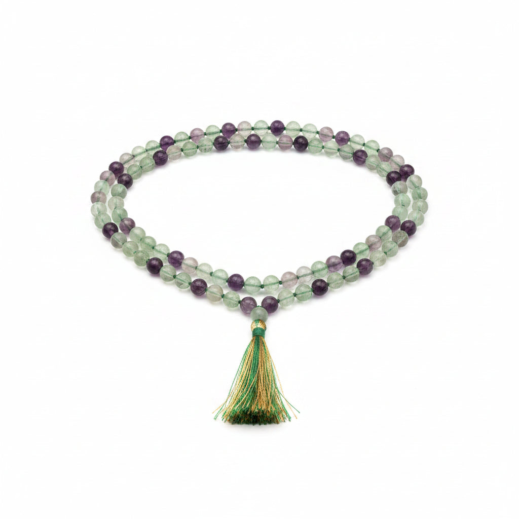 Natural Fluorite Round Gemstone Mala