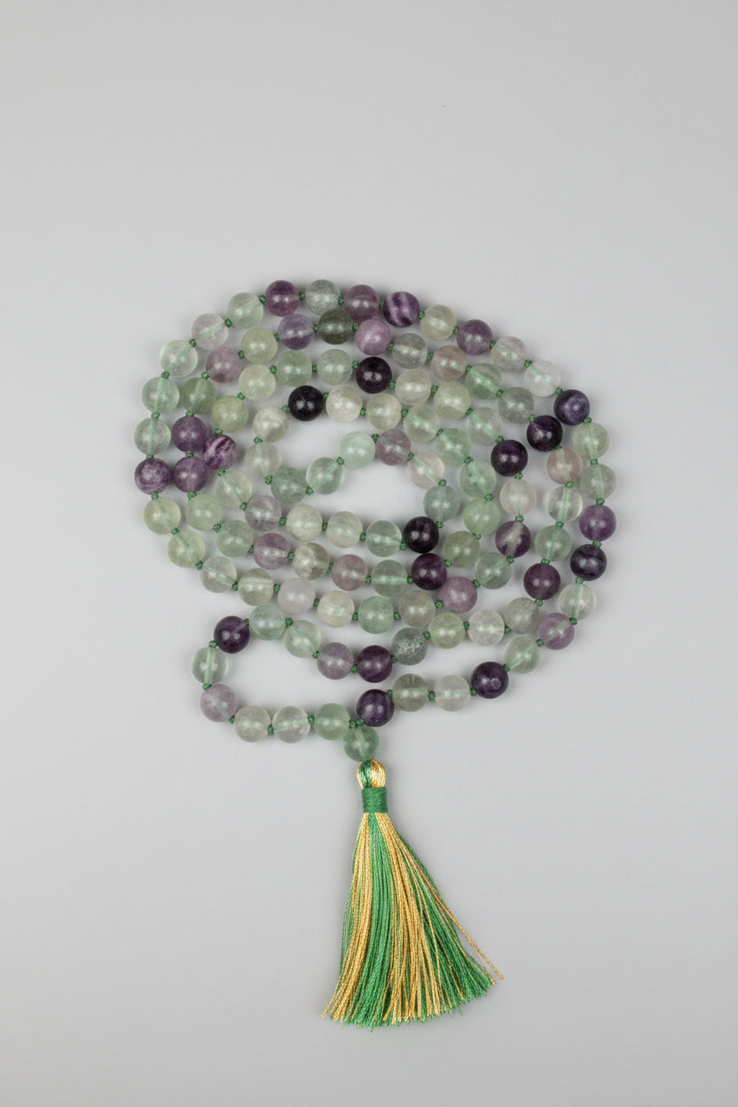 Natural Fluorite Round Gemstone Mala