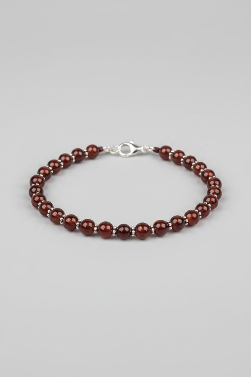 Natural Gomed 925 Silver Chakri Bracelet – 8mm Healing Gemstone Bracelet - ManiMonk