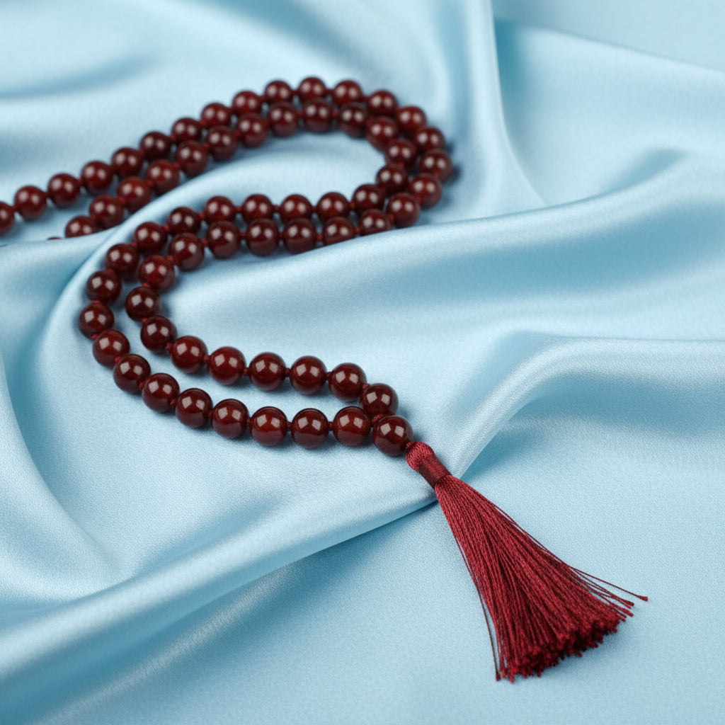 Natural Gomed Hessonite Mala-8 mm