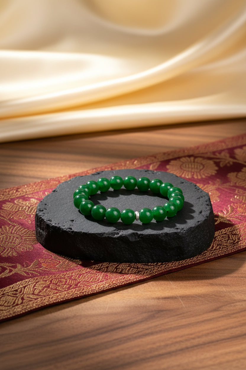 Natural Green Jade Bracelet mani monk