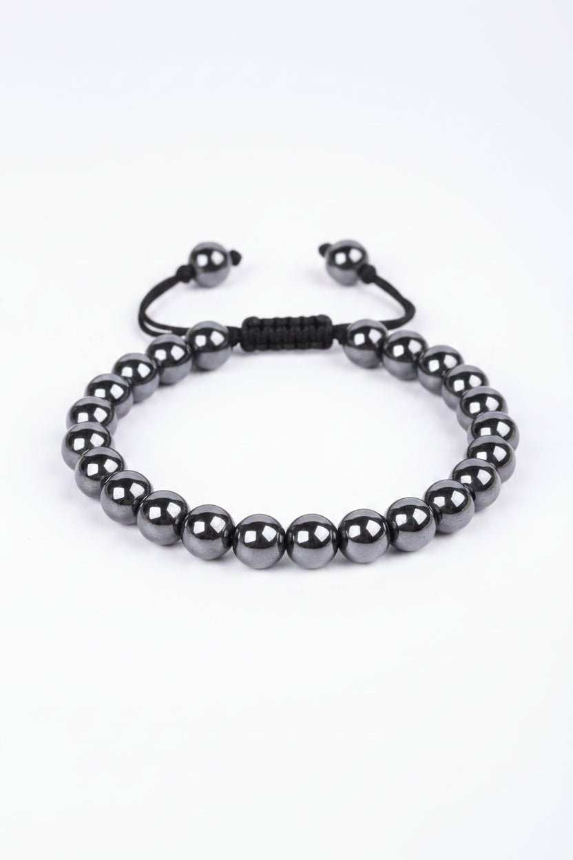 Natural Hematite Beads Bracelet – 8mm Gemstone Bracelet for Healing, Meditation & Positive Energy - ManiMonk